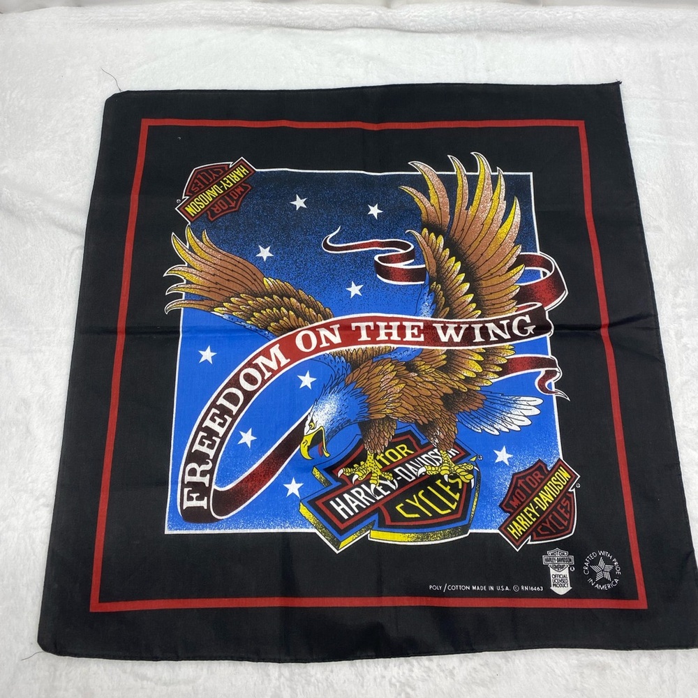 Vintage Harley Davidson Bandana Freedom On The Wing - Made In The USA